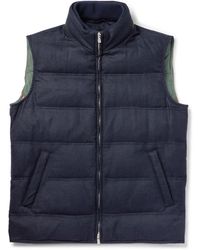 Rubinacci - Suede-trimmed Quilted Wool And Cashmere-blend Down Gilet - Lyst