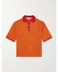 A Kind Of Guise - Open-knit Organic Cotton And Linen-blend Polo Shirt - Lyst