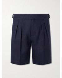 MR P. - Straight-Leg Pleated Linen Bermuda Shorts - Lyst
