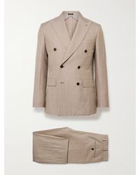 Brioni - Slim-Fit Double-Breasted Wool, Linen And Silk-Blend Suit - Lyst