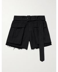 Dries Van Noten - Straight-leg Belted Frayed Cotton-gabardine Cargo Shorts - Lyst