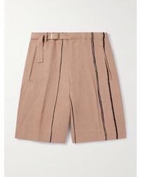 Zegna - Wide-leg Belted Striped Oasi Lino Shorts - Lyst
