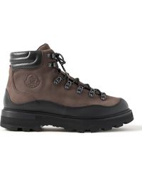 Moncler - Peka Trek Leather-trimmed Nubuck Hiking Boots - Lyst