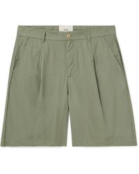 Folk - Wide-leg Pleated Garment-dyed Cotton-twill Shorts - Lyst