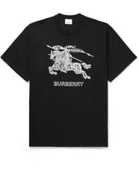 Burberry - Dezi Logo-embroidered Cotton-jersey T-shirt - Lyst