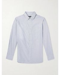 Tom Ford - Button-down Collar Striped Cotton And Lyocell-blend Oxford Shirt - Lyst