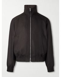Tom Ford - Leather-Trimmed Wool And Silk-Blend Jacket - Lyst