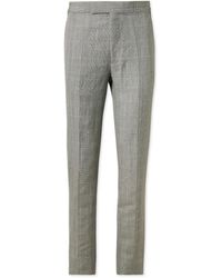 Kingsman - Prince Of Wales Checked Linen And Wool-blend Trousers - Lyst