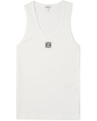 Loewe - Logo-embroidered Ribbed Stretch-cotton Tank Top - Lyst