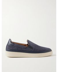 Mulo - Leather-Trimmed Suede Slip-On Sneakers - Lyst