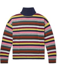 Allude - Striped Wool And Cashmere-blend Rollneck Sweater - Lyst