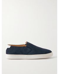 Brunello Cucinelli - Leather-trimmed Suede Slip-on Sneakers - Lyst