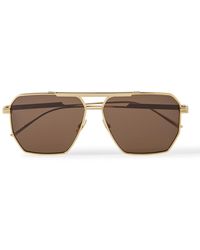 Bottega Veneta - Aviator-style Gold-tone Sunglasses - Lyst