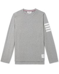 Thom Browne - Logo-appliquéd Striped Cotton-jersey T-shirt - Lyst