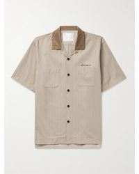 Sacai - Camp-collar Logo-embroidered Striped Woven Shirt - Lyst
