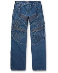 Acne Studios - Straight-leg Panelled Embroidered Padded Jeans - Lyst
