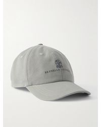 Brunello Cucinelli - Logo-Embroidered Leather-Trimmed Cotton-Twill Baseball Cap - Lyst