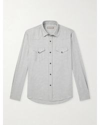 Canali - Lyocell And Cotton-Blend Herringbone Shirt - Lyst