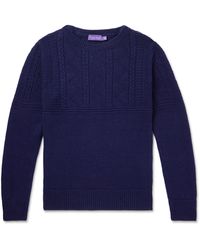 Ralph Lauren Purple Label - Cable-knit Linen And Silk-blend Sweater - Lyst