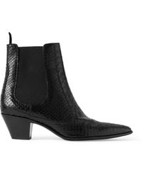 Celine - Snake-Effect Leather Chelsea Boots - Lyst