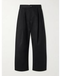 Studio Nicholson - Sorte Wide-leg Pleated Cotton-twill Trousers - Lyst