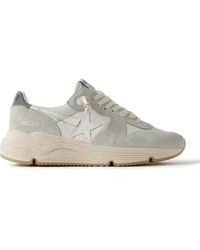 Golden Goose - Running Sole Leather-trimmed Distressed Suede And Silk-faille Sneakers - Lyst