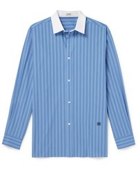 Loewe - Logo-embroidered Striped Cotton-poplin Shirt - Lyst