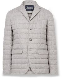 Herno - Slim-Fit Padded Quilted Linen Down Blazer - Lyst