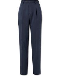 Brunello Cucinelli - Straight-leg Pleated Silk-twill Suit Trousers - Lyst