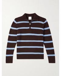 Allude - Troyer Striped Wool And Cashmere-Blend Half-Zip Sweater - Lyst