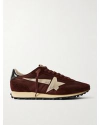 Golden Goose - Marathon Suede And Leather-Trimmed Satin Sneakers - Lyst