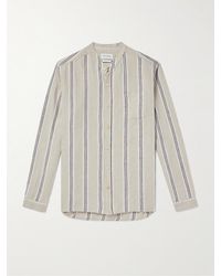 Oliver Spencer - Grandad-collar Striped Linen Shirt - Lyst