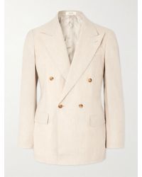 Umit Benan - Richard Double-Breasted Linen And Wool-Blend Suit Jacket - Lyst