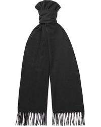 Celine - Logo-Embroidered Fringed Cashmere Scarf - Lyst