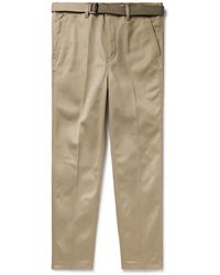 Sacai - Slim-fit Straight-leg Belted Cotton-twill Trousers - Lyst