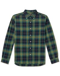 Beams Plus - Button-down Collar Checked Brushed Cotton-flannel Shirt - Lyst