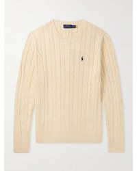 Polo Ralph Lauren - Logo-embroidered Cable-knit Cotton Sweater - Lyst
