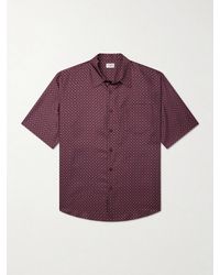 Saint Laurent - Printed Silk-satin Polo Shirt - Lyst