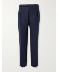 Drake's - Straight-leg Pleated Wool Suit Trousers - Lyst