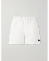 FRAME - Straight-Leg Logo-Embroidered Cotton-Twill Drawstring Shorts - Lyst