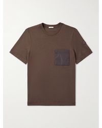 Moncler - Logo-appliquéd Shell-trimmed Cotton And Cashmere-blend Jersey T-shirt - Lyst