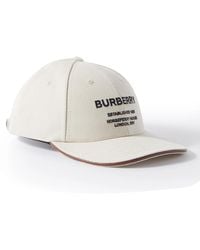 Burberry - Logo-embroidered Leather-trimmed Cotton-canvas Baseball Cap - Lyst