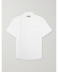 Canali - Camp-Collar Cotton And Linen-Blend Shirt - Lyst