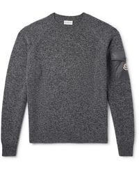 Moncler - Logo-appliquéd Shell-trimmed Wool And Cashmere-blend Sweater - Lyst