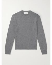 Ami Paris - Logo-Embroidered Cashmere And Wool-Blend Sweater - Lyst