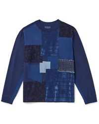 Blue Blue Japan - Patchwork Indigo-dyed Cotton-jersey T-shirt - Lyst