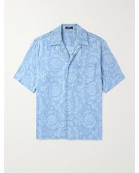 Versace - Camp-Collar Cotton-Chambray Jacquard Shirt - Lyst