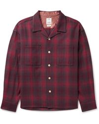 Visvim - Palmer Convertible-collar Checked Wool And Linen-blend Shirt - Lyst