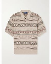 Polo Ralph Lauren - Jacquard-Knit Linen And Cotton-Blend Polo Shirt - Lyst