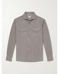 Brunello Cucinelli - Cutaway-Collar Cotton-Corduroy Western Shirt - Lyst